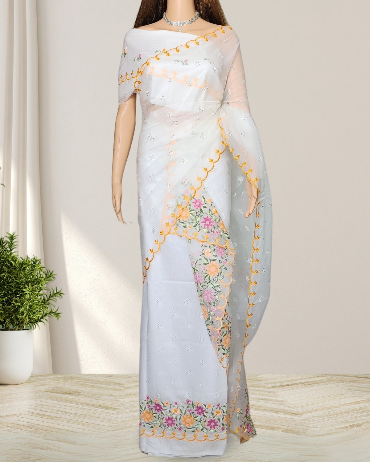 Organza Mekhela Chadar
