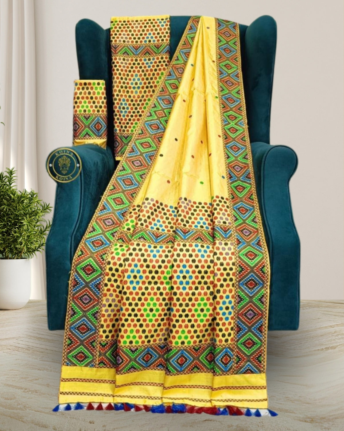 Tussar Silk by Mulberry Silk Mekhela Chadar in Mising tribal design