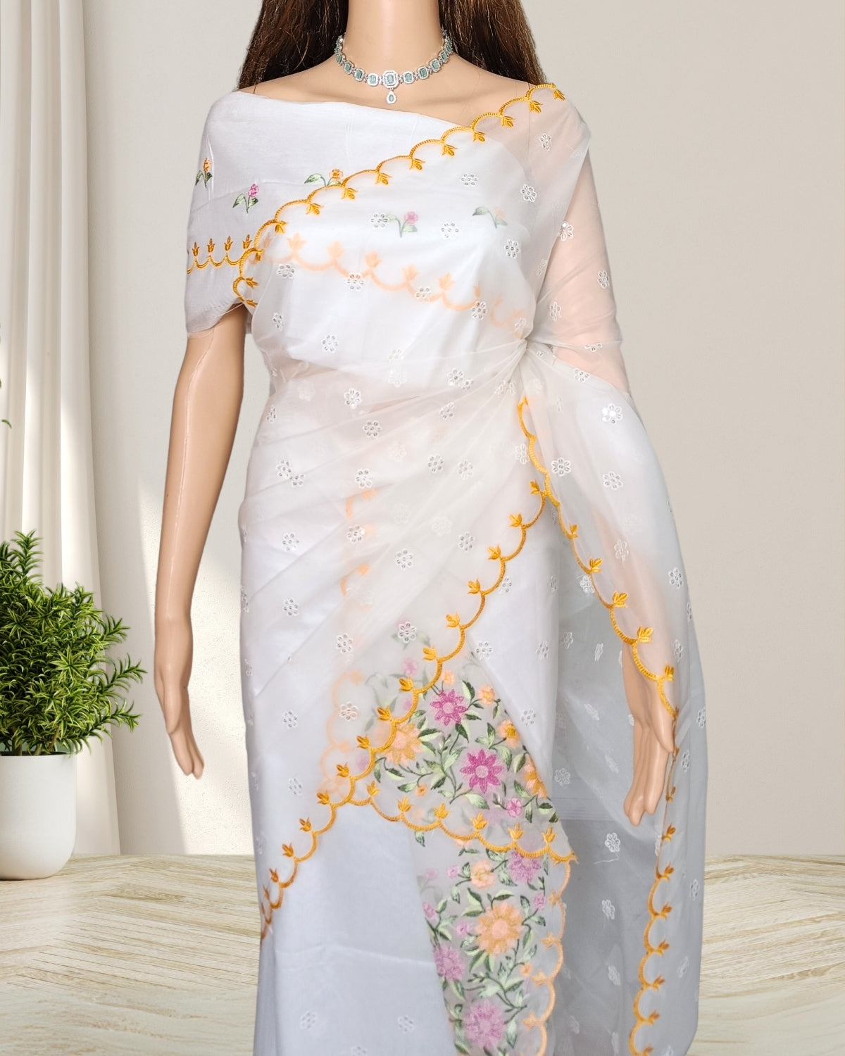 Organza Mekhela Chadar