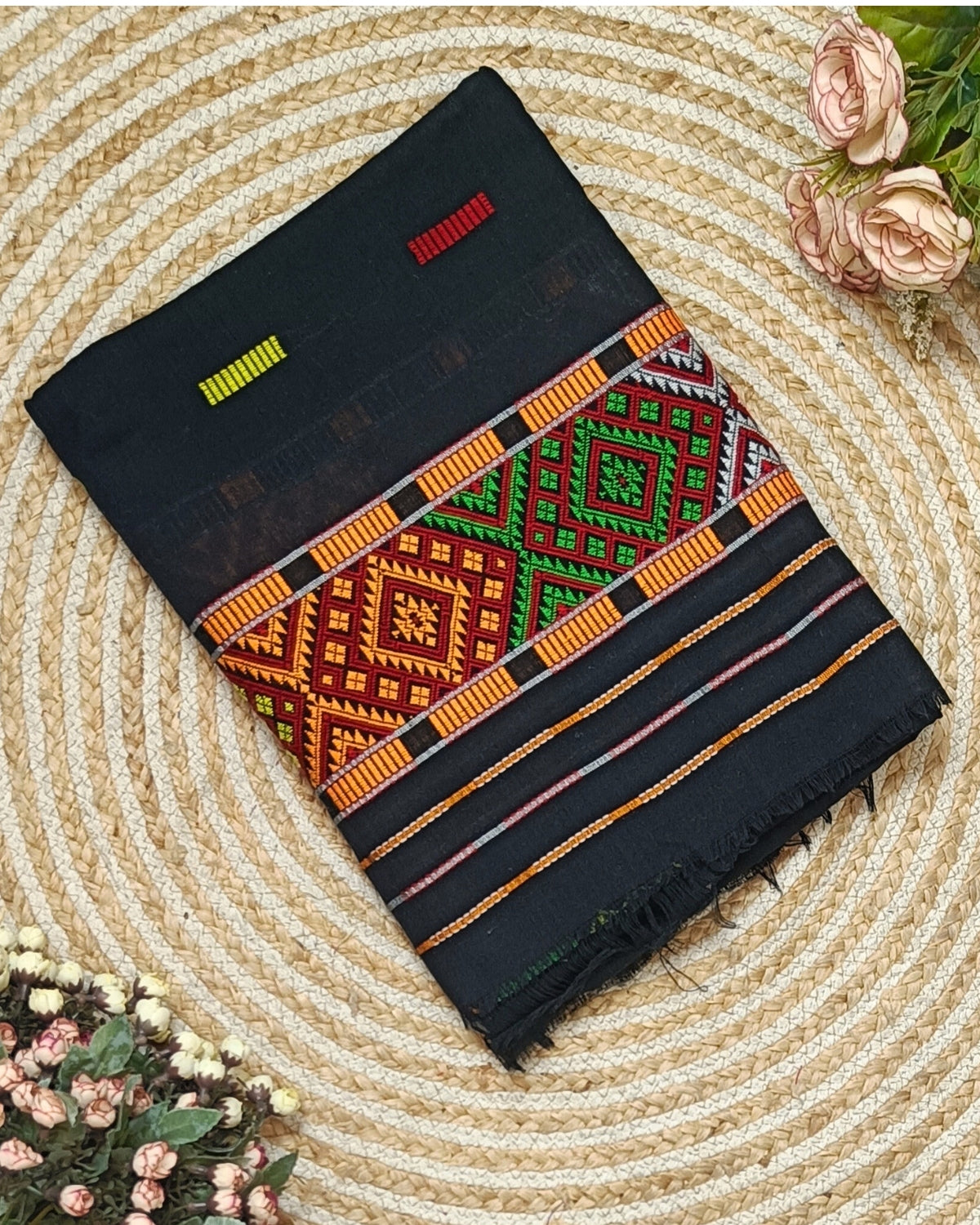 Gero design Mising mekhela sador - Black