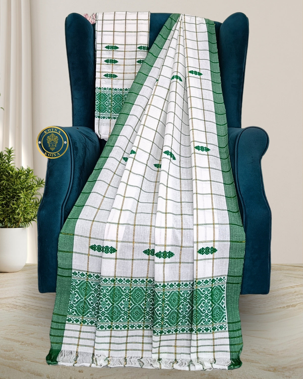 Mercerised cotton mekhela sador