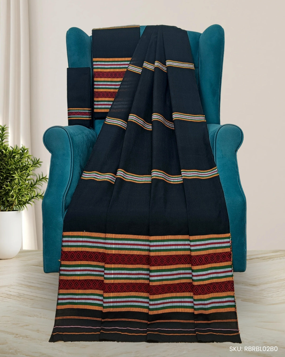 Ribi design Mising mekhela chadar - Black