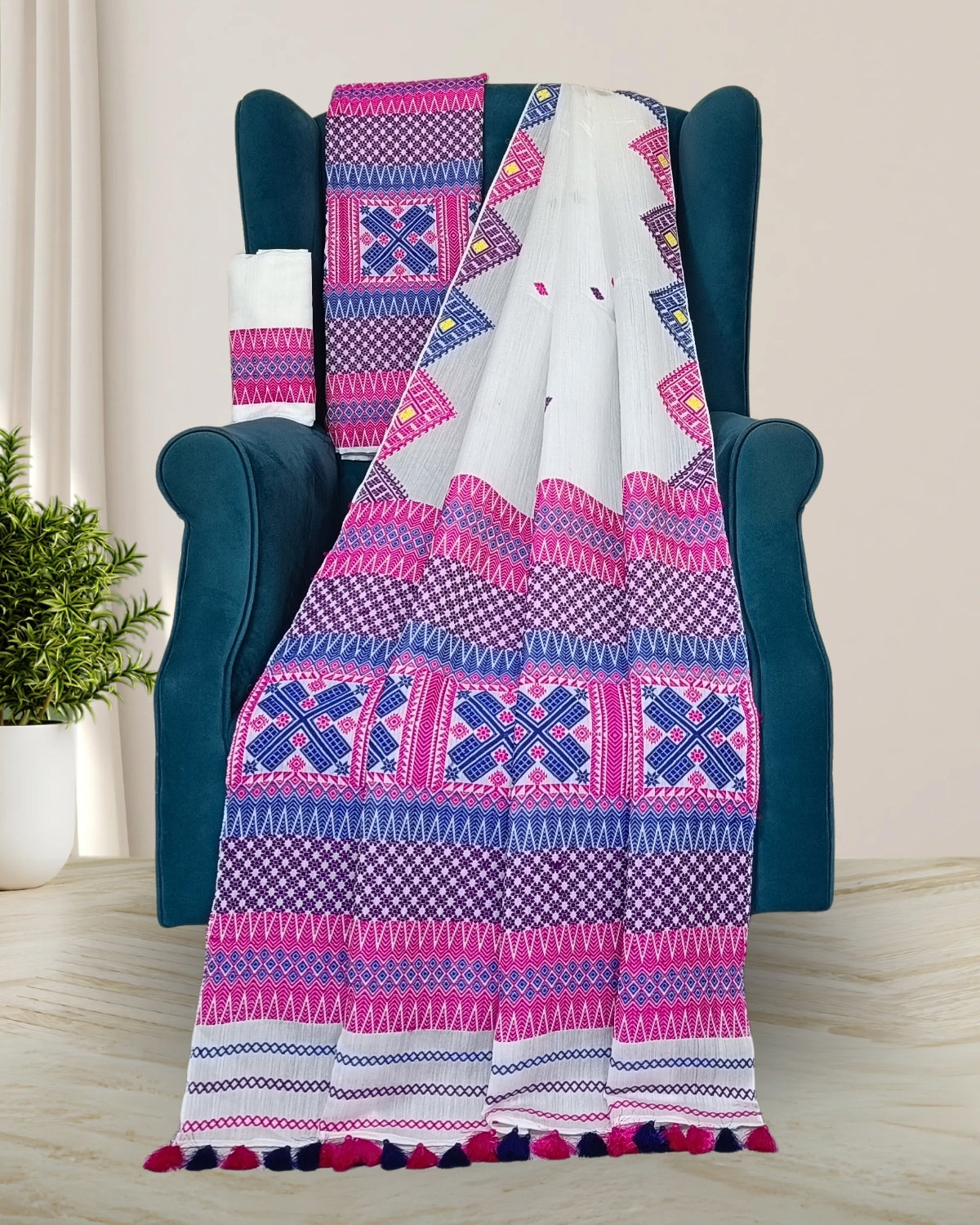 White designer mekhela sador