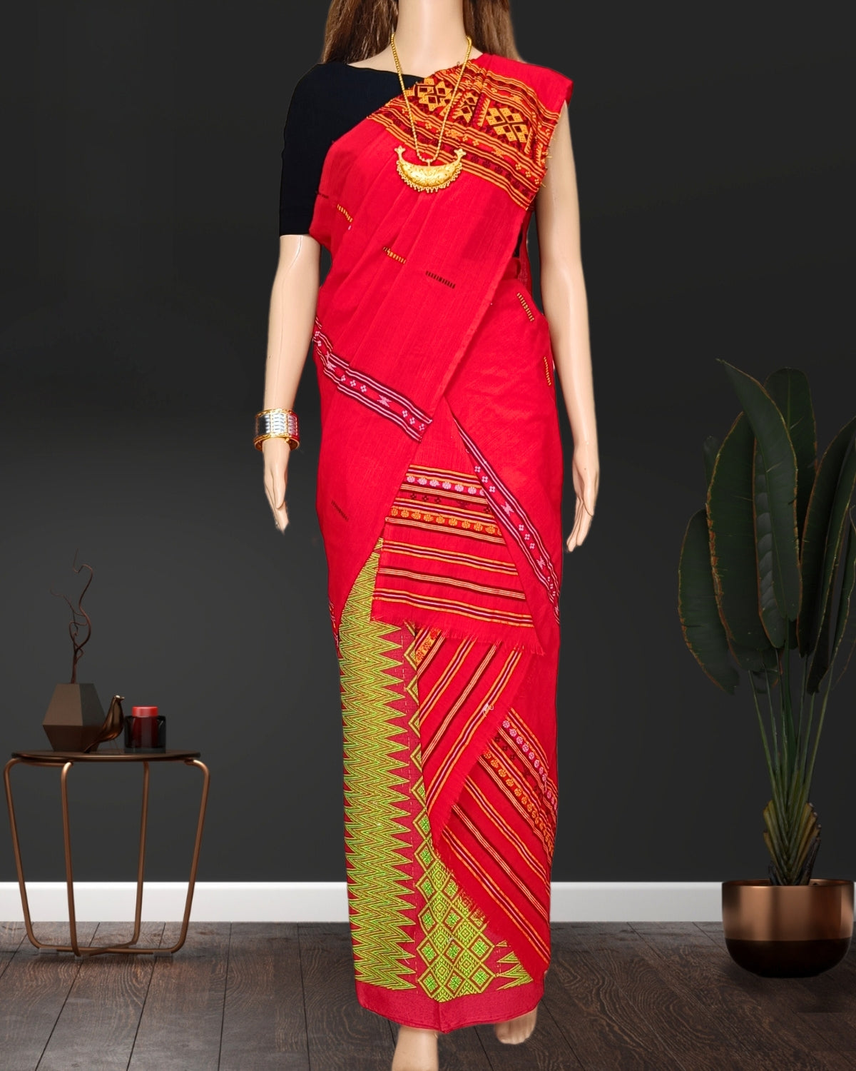 Gero design padmini cotton single sador - Red