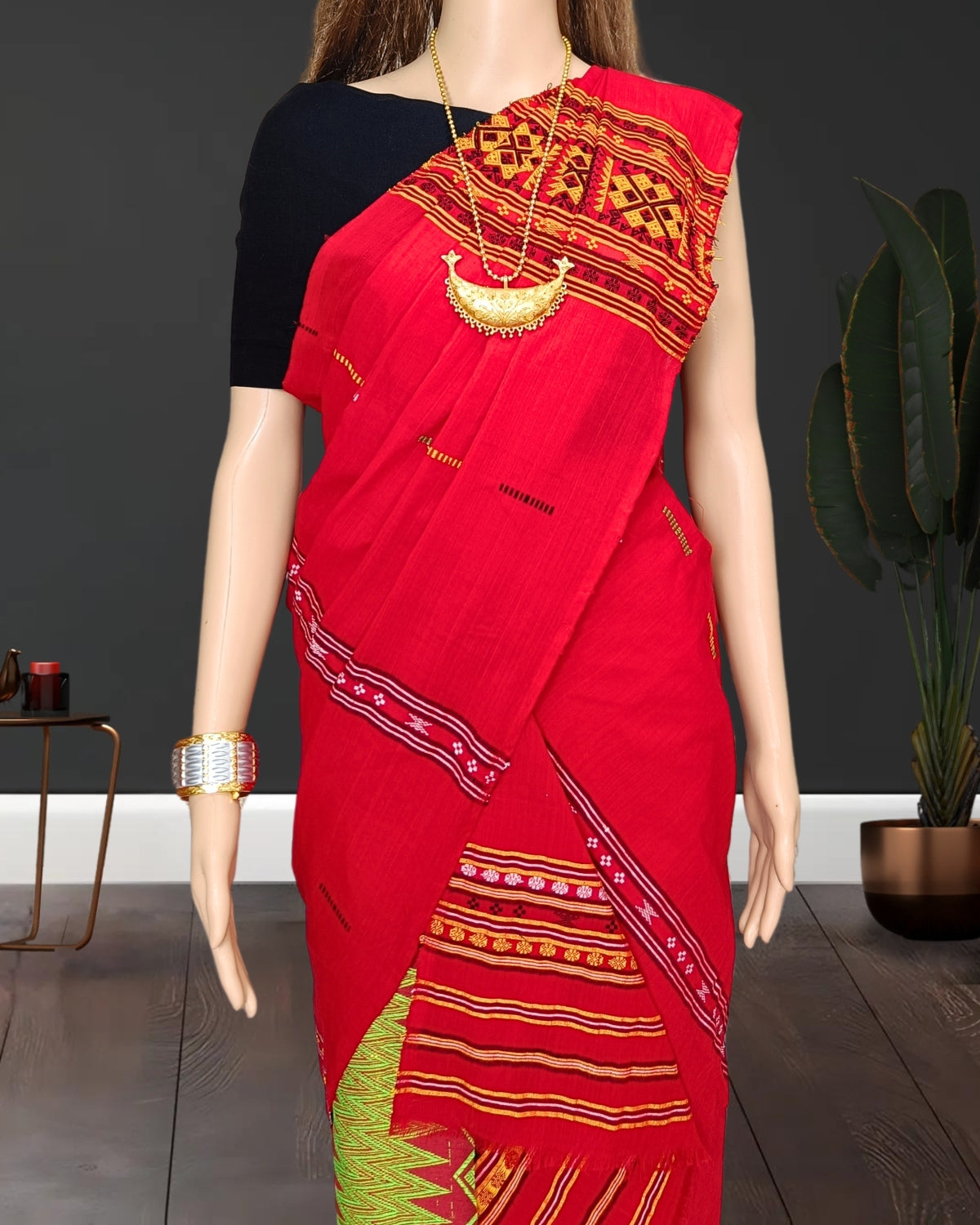 Gero design padmini cotton single sador - Red