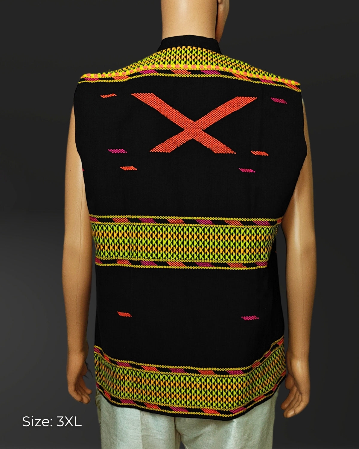 Black Mibu galuk - Mising tribal waist coat
