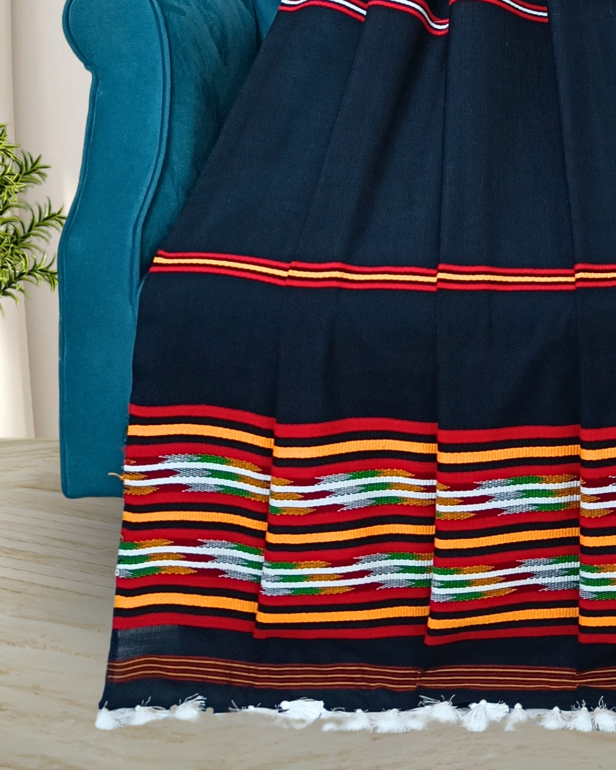 Ribi design Mising mekhela sador - Black