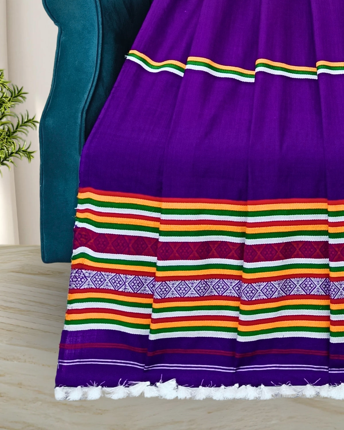 Ribi design Mising mekhela sador - Purple