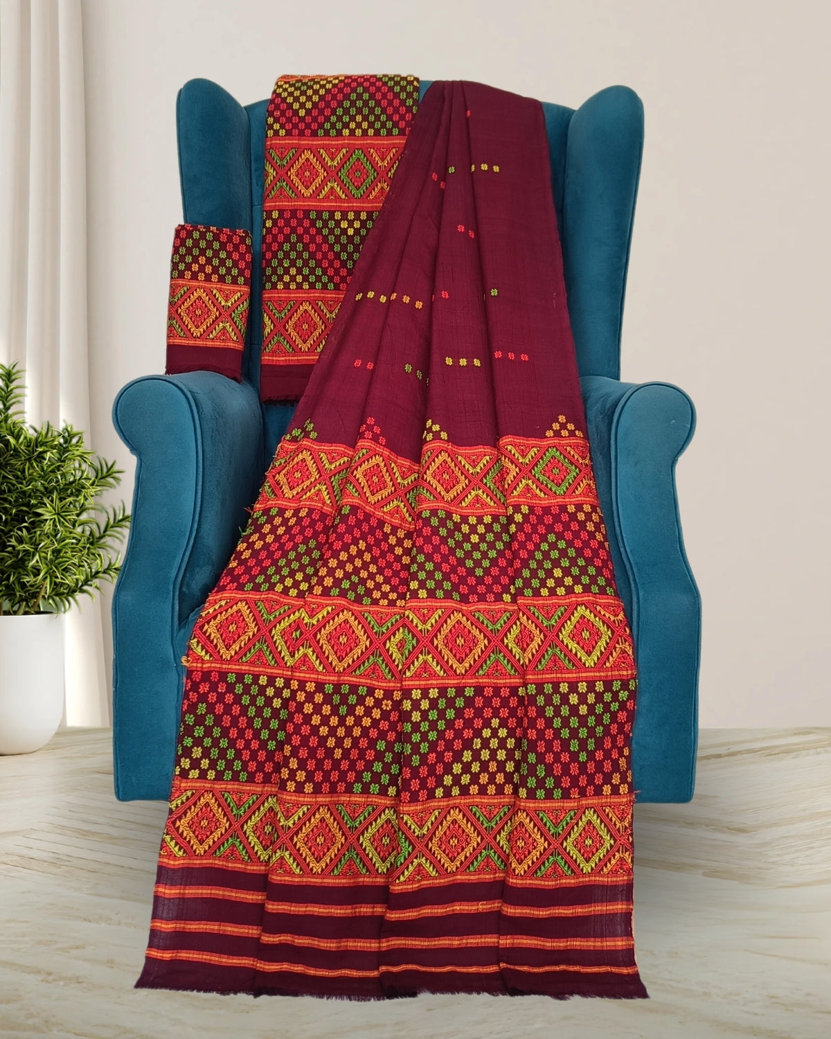 Brown padmini cotton Mising mekhela sador
