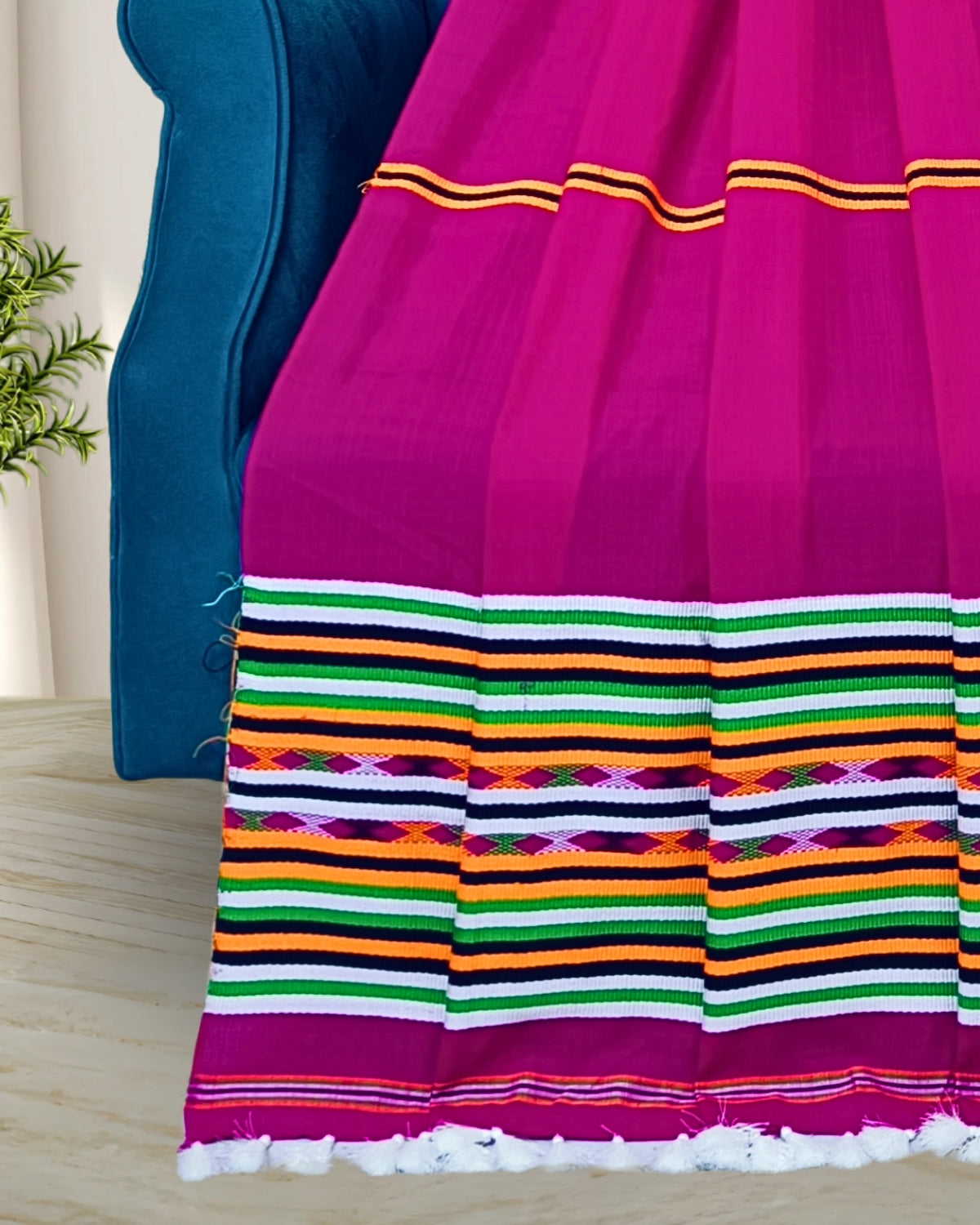 Ribi design Mising mekhela sador - Pink