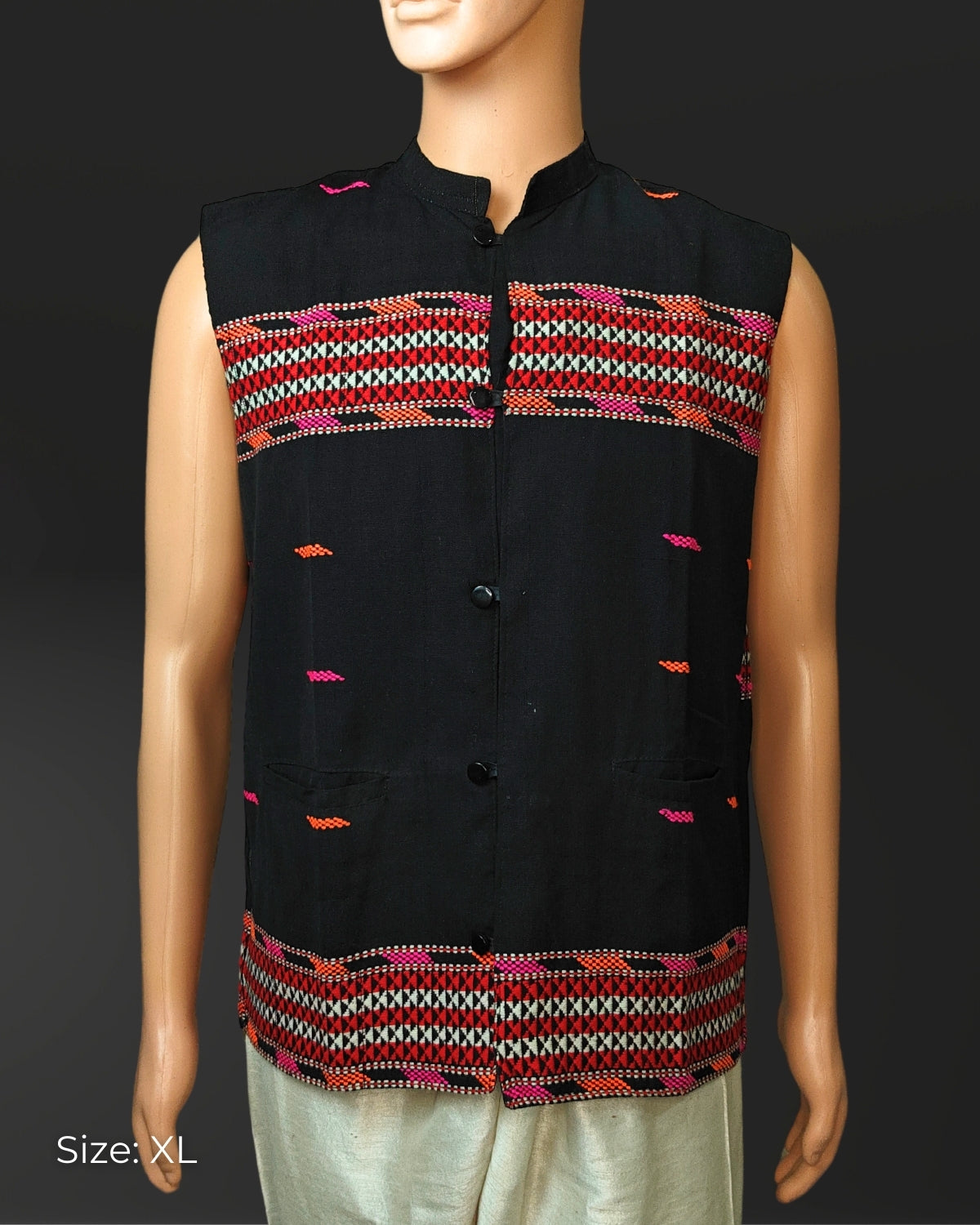 Black Mibu galuk - Mising tribal waist coat