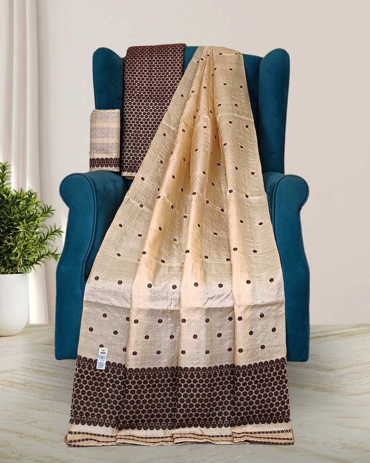 Tussar silk mekhela sador