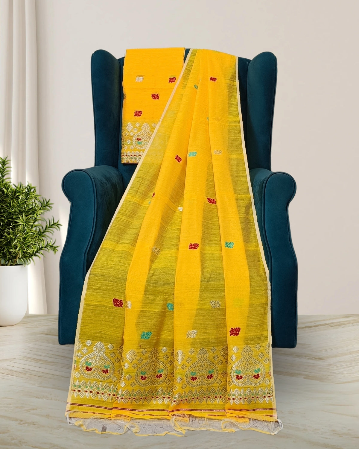 Staple cotton mekhela sador