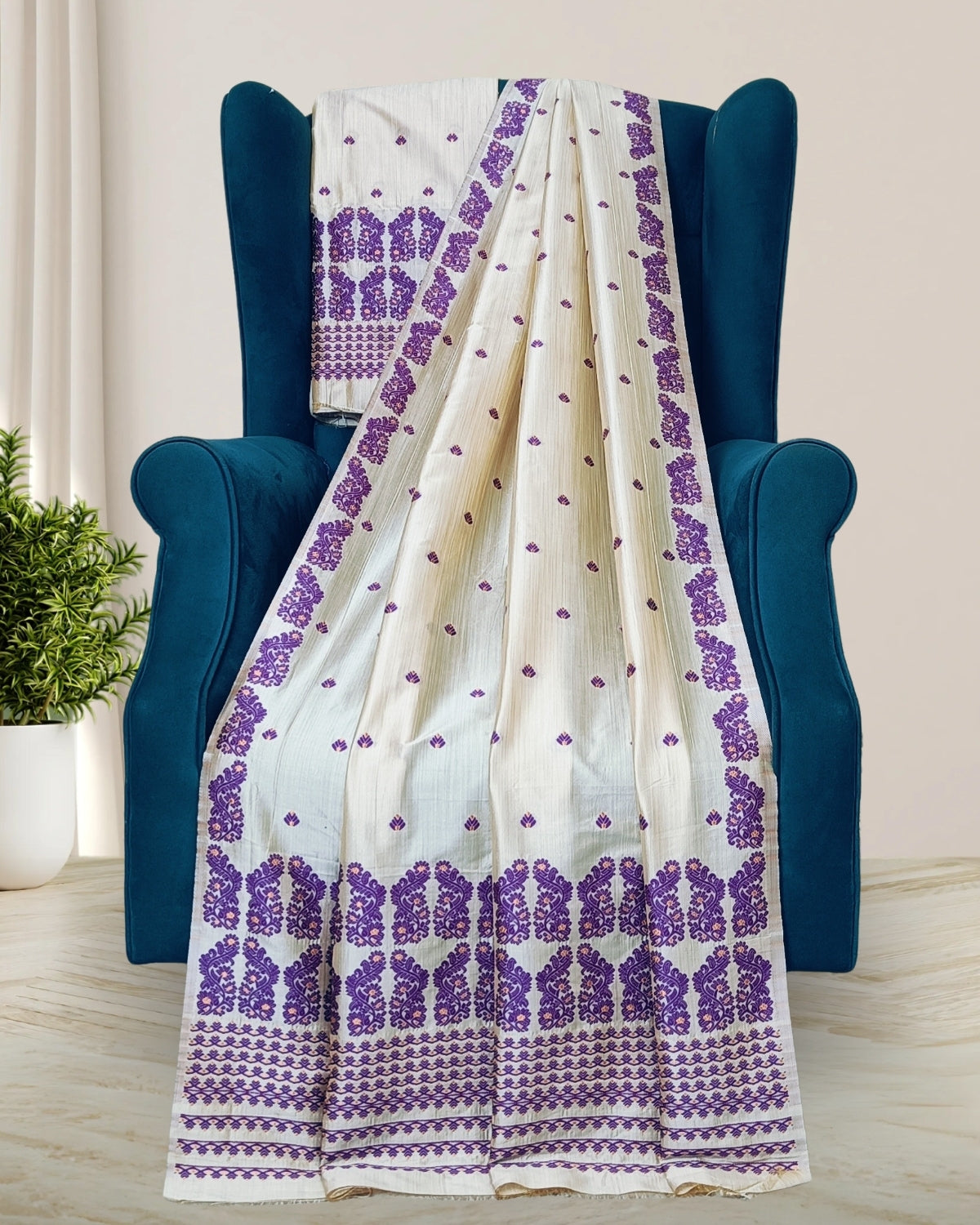 Raw silk mekhela sador