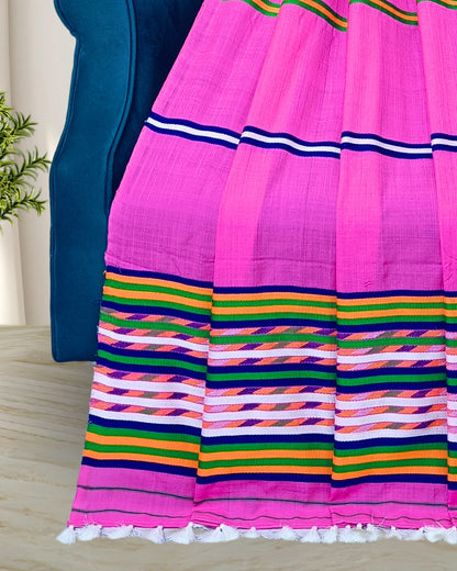 Ribi design Mising mekhela sador - Pink