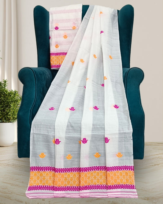 Staple cotton mekhela chadar