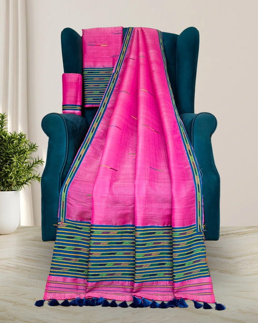 Semi nuni Mising mekhela sador-Pink