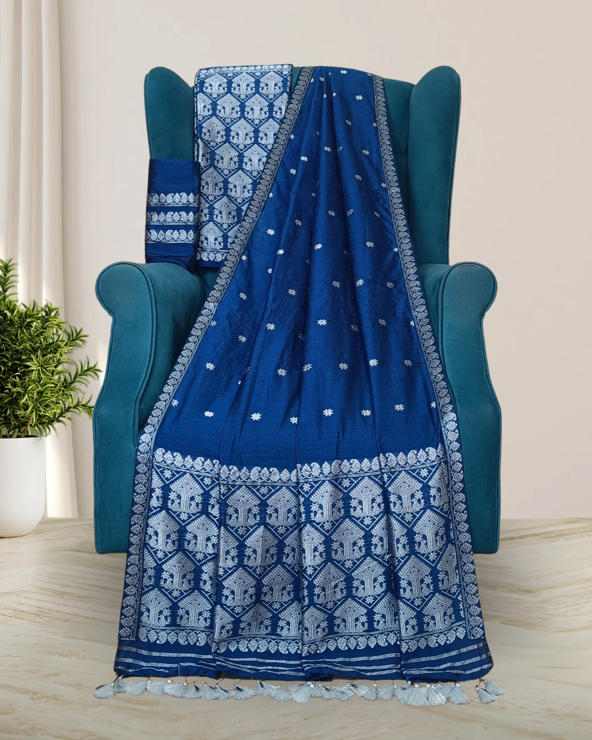 Staple cotton mekhela sador