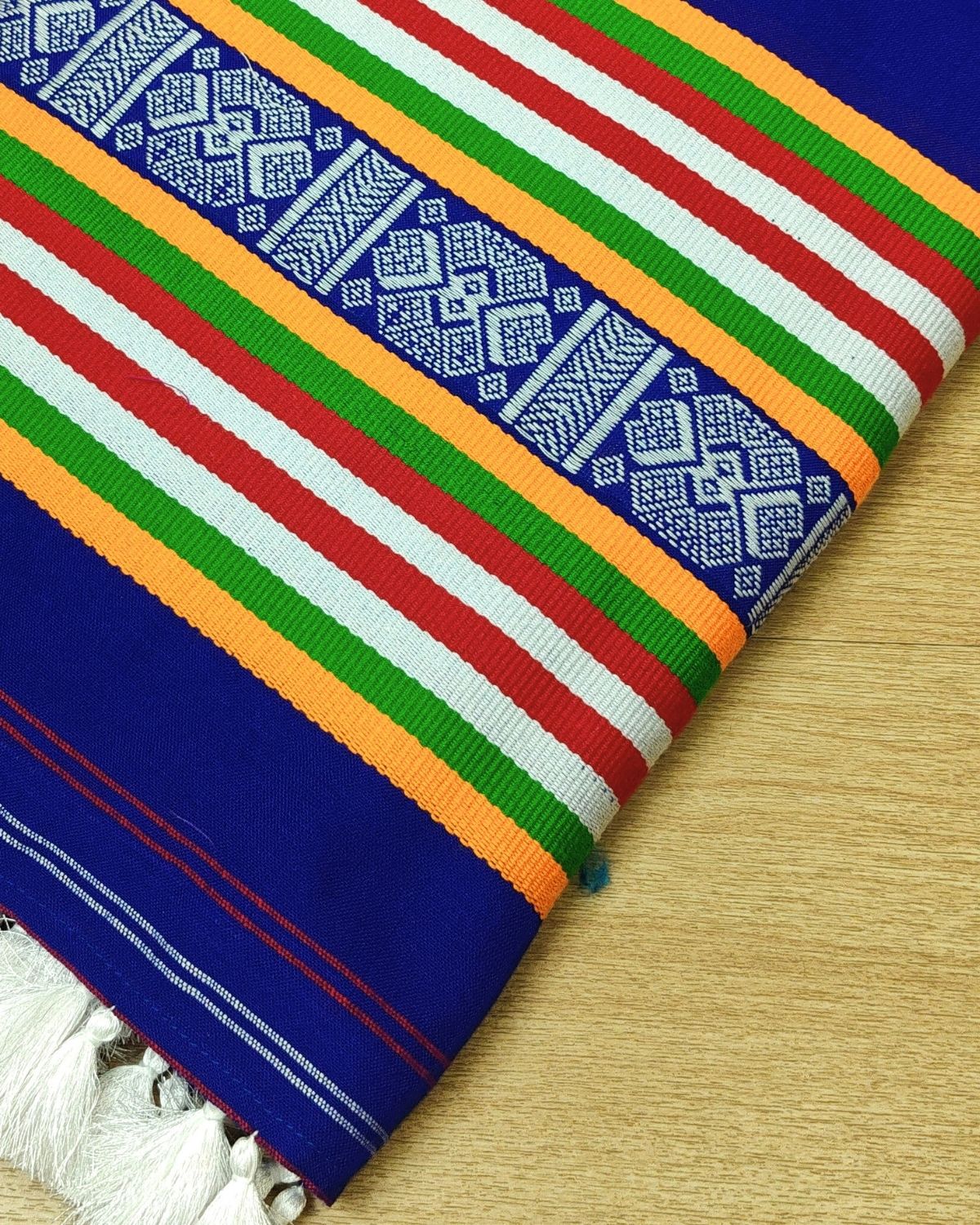 Ribi design Mising mekhela sador - Royal blue