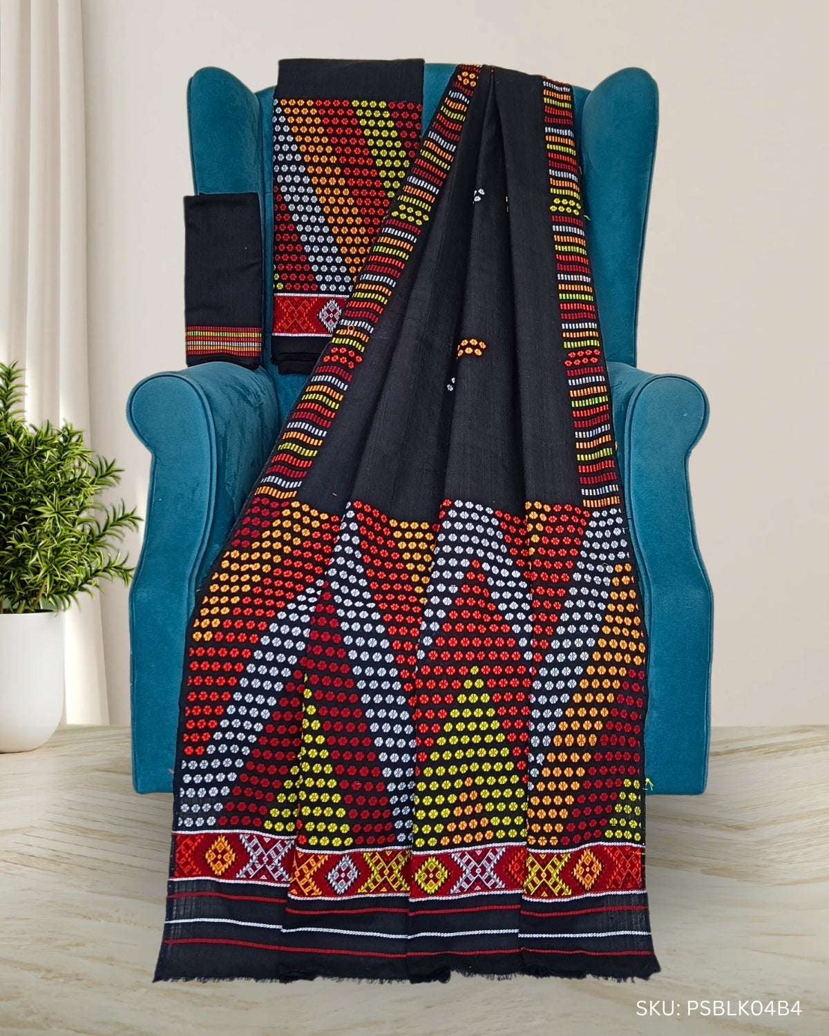Black padmini cotton Mising mekhela chadar