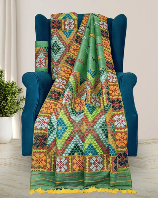 Semi nuni Mising mekhela sador - Green