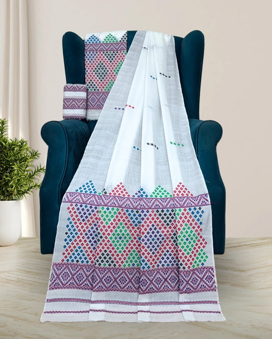 White padmini cotton Mising mekhela sador