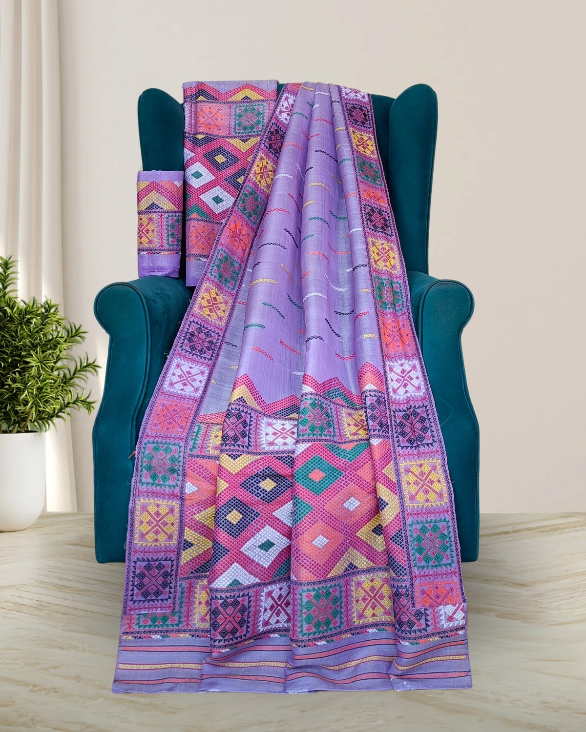 Semi nuni Mising mekhela sador- DMC motifs