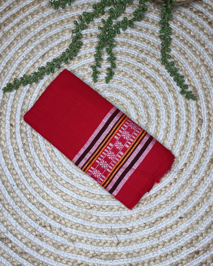 Ribi design Mising mekhela sador -Red