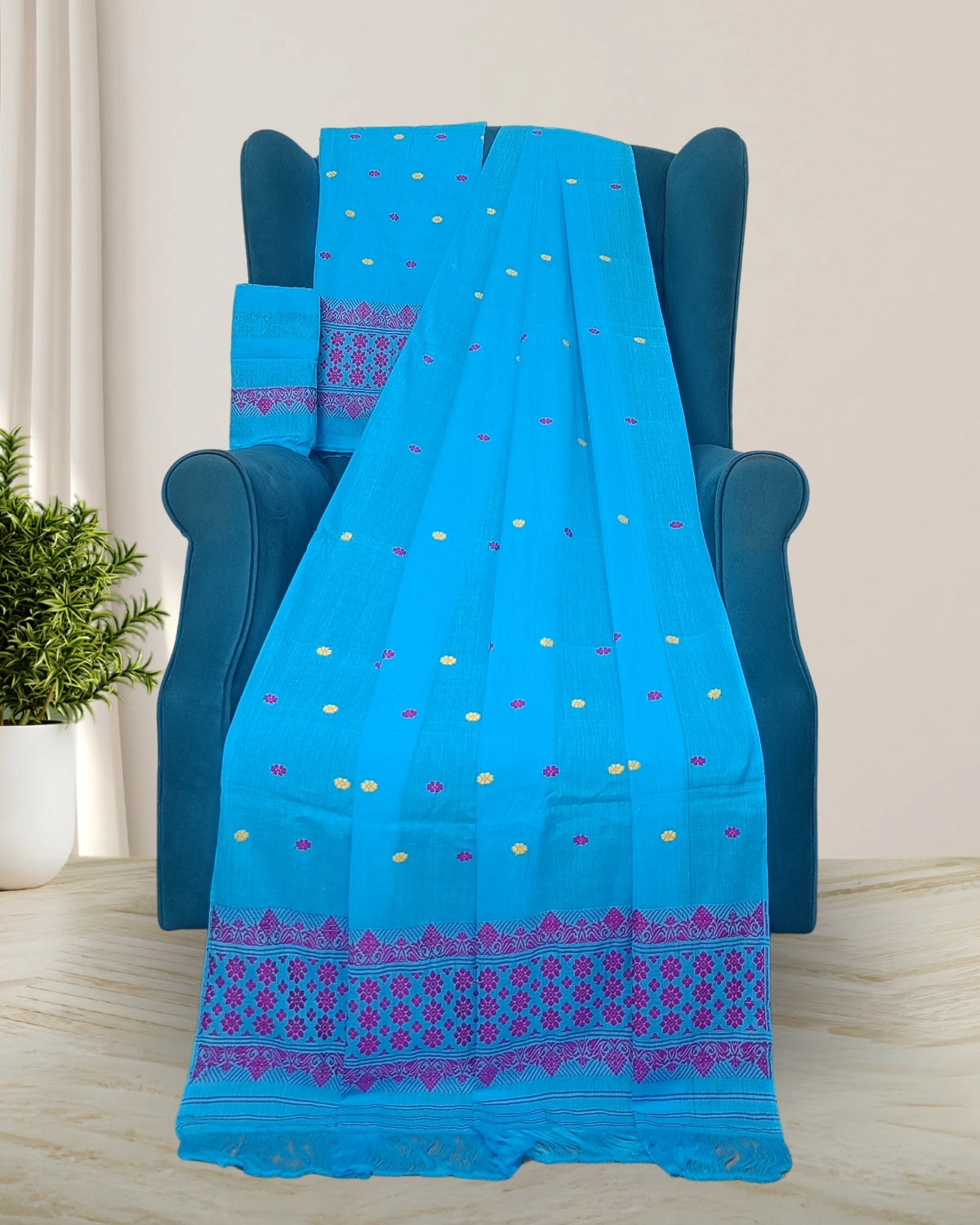 Mercerised cotton mekhela sador