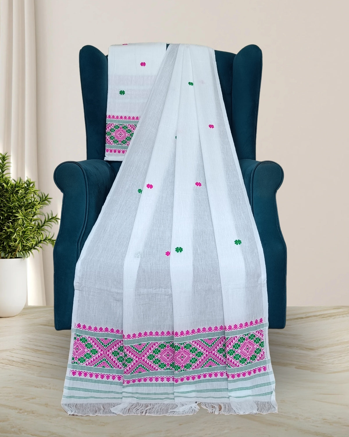 Mercerised cotton mekhela sador