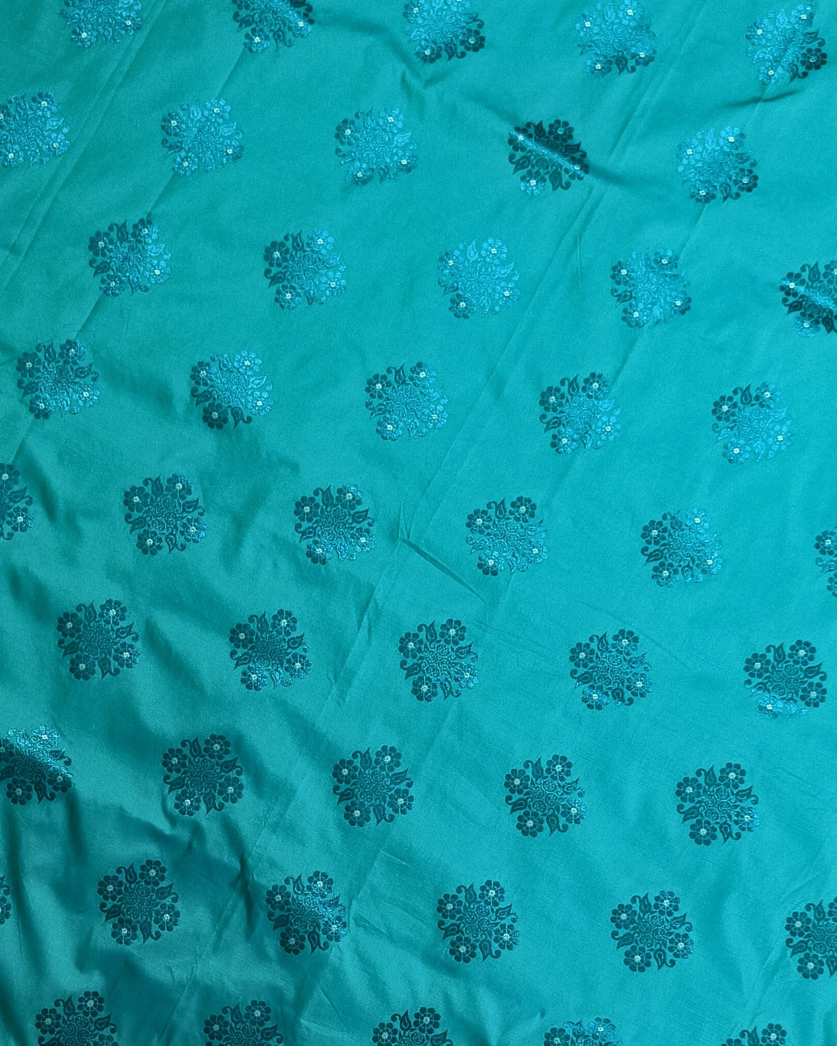 Semi paat mekhela sador - Aqua blue