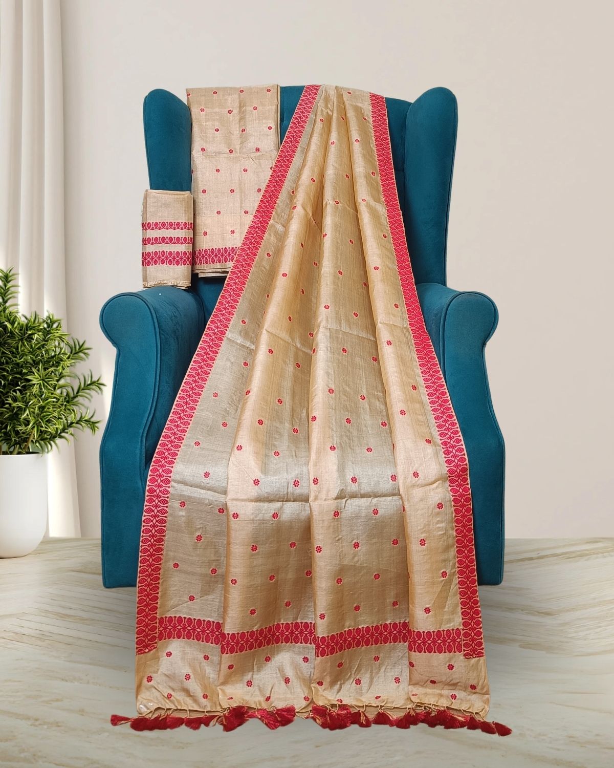 Pure tussar silk mekhela sador 
