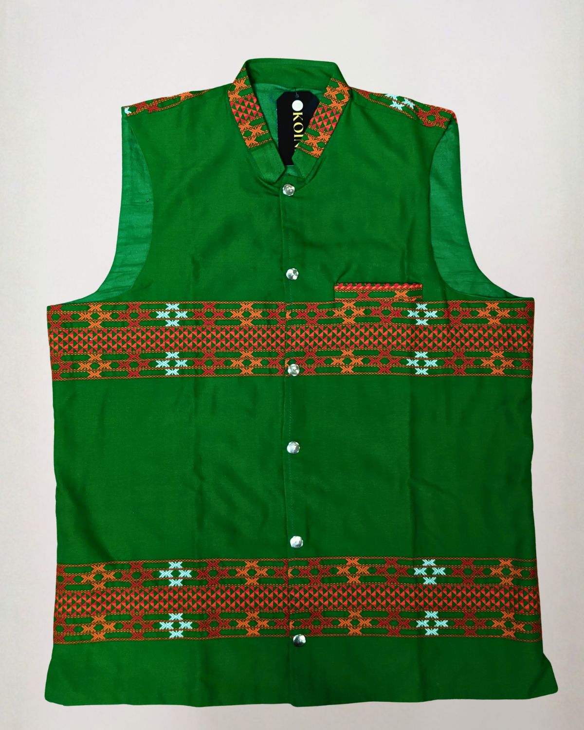 Green Mibu galuk - Mising tribal waist coat