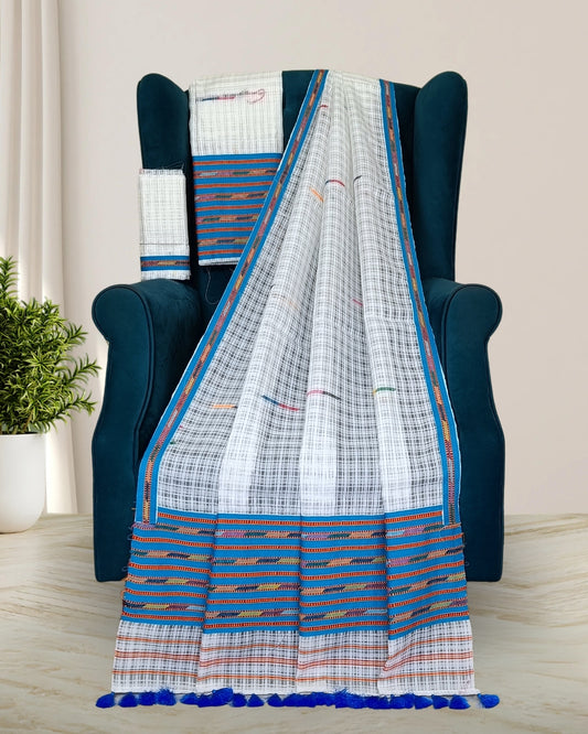Semi nuni Mising mekhela sador - White