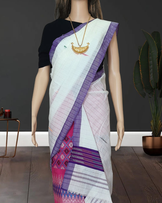 Padmini cotton single sador -White