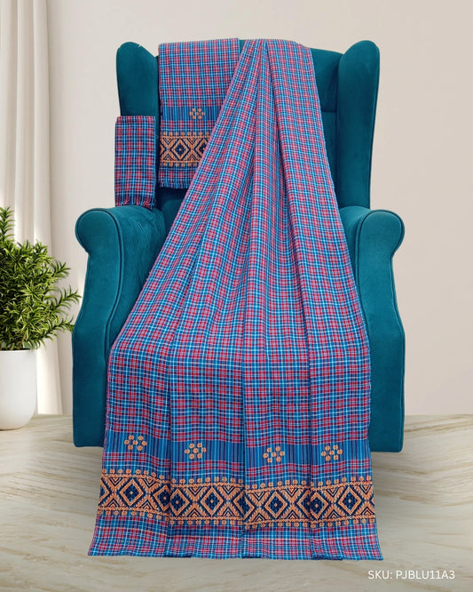 Pajok design Mising mekhela sador - Blue