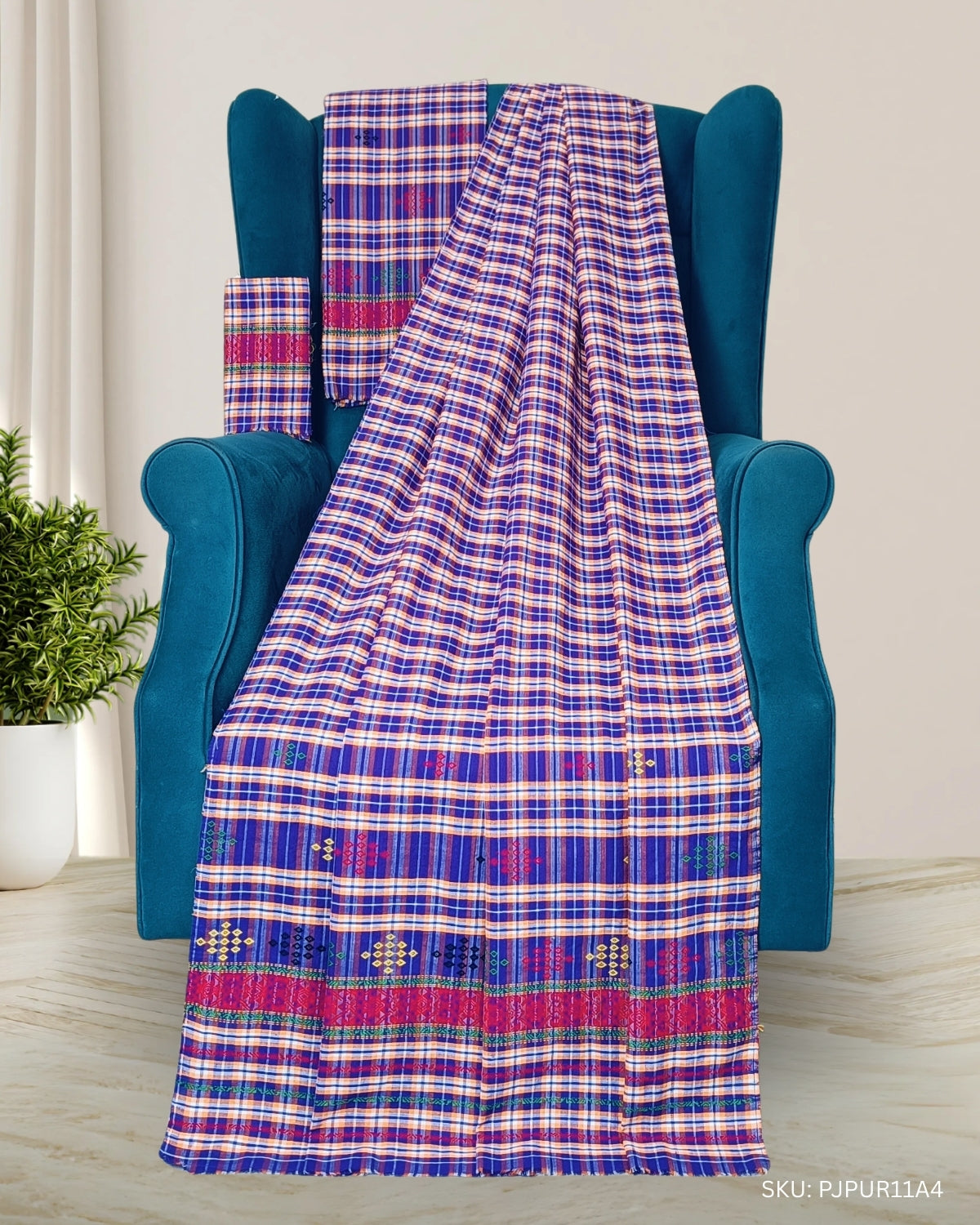 Pajok design Mising mekhela sador - Purple