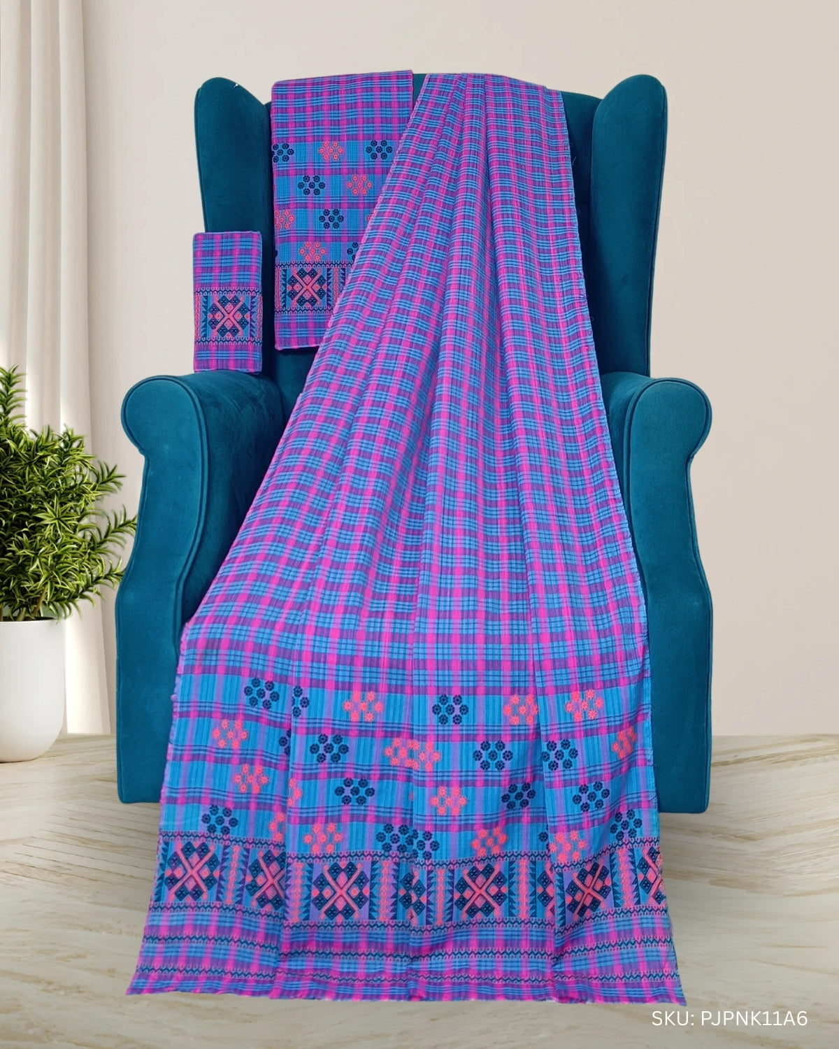 Pajok design Mising mekhela sador - Pink