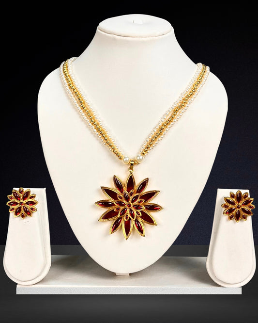 Red flower jewellery set