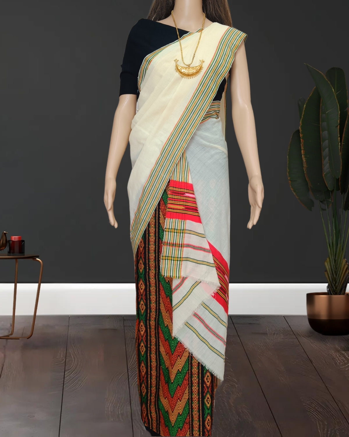 Padmini cotton single sador -Off white