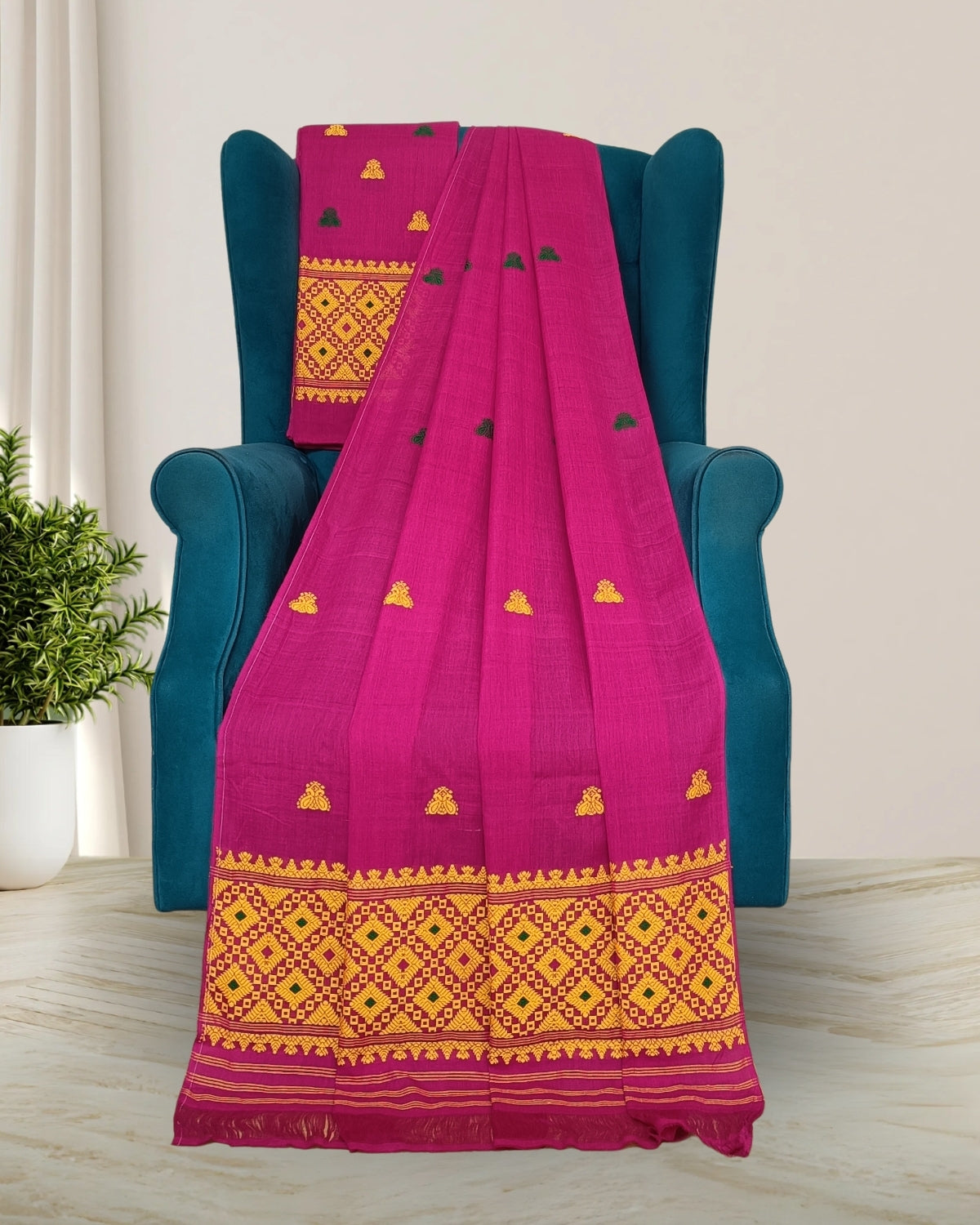 Mercerised cotton mekhela sador