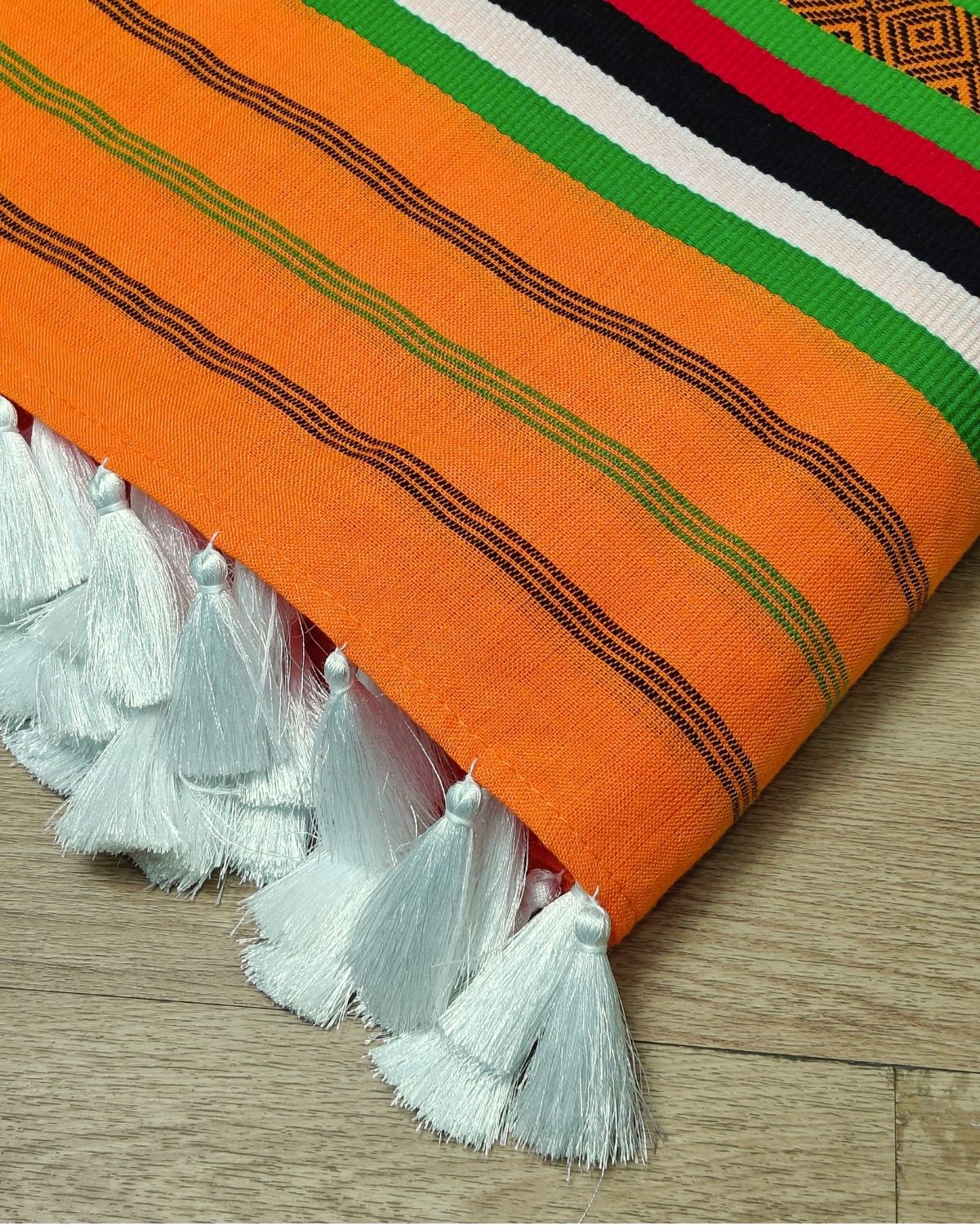 Ribi design Mising mekhela sador - Orange