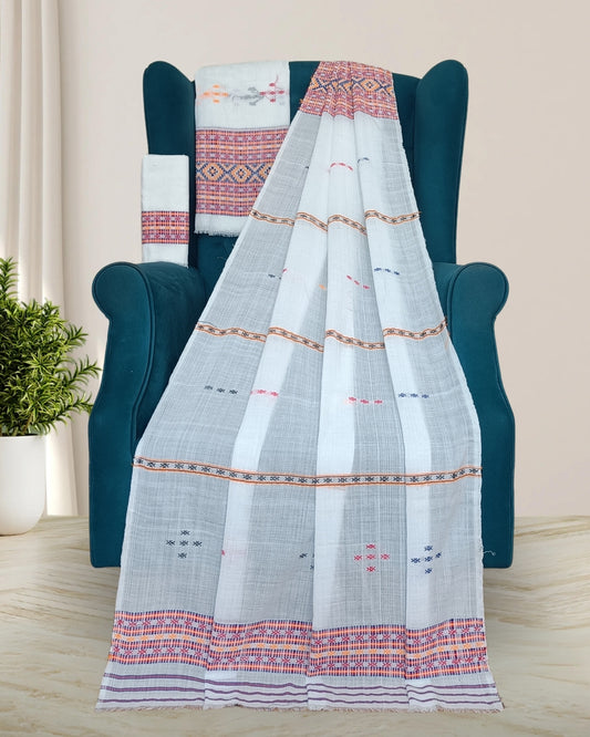 Gero design Mising mekhela sador -White