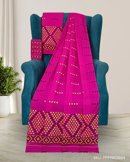 Rani pink padmini cotton Mising mekhela sador