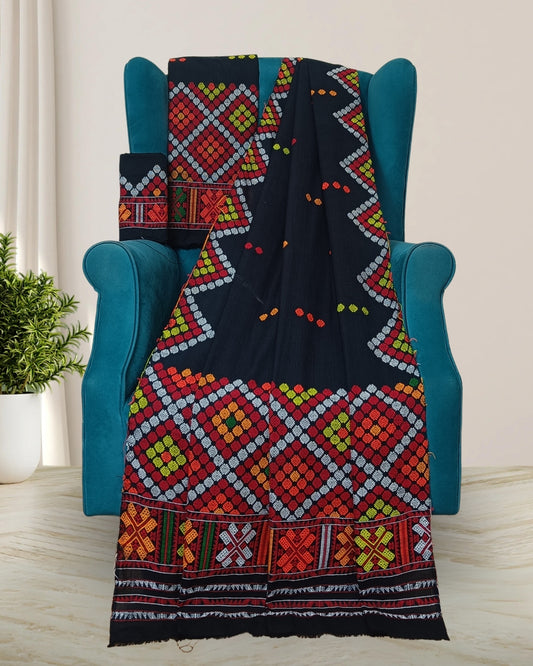 Black padmini cotton Mising mekhela sador