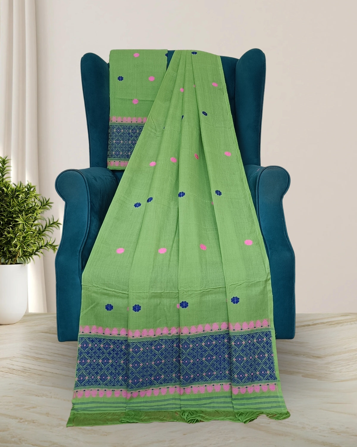Mercerised cotton mekhela sador