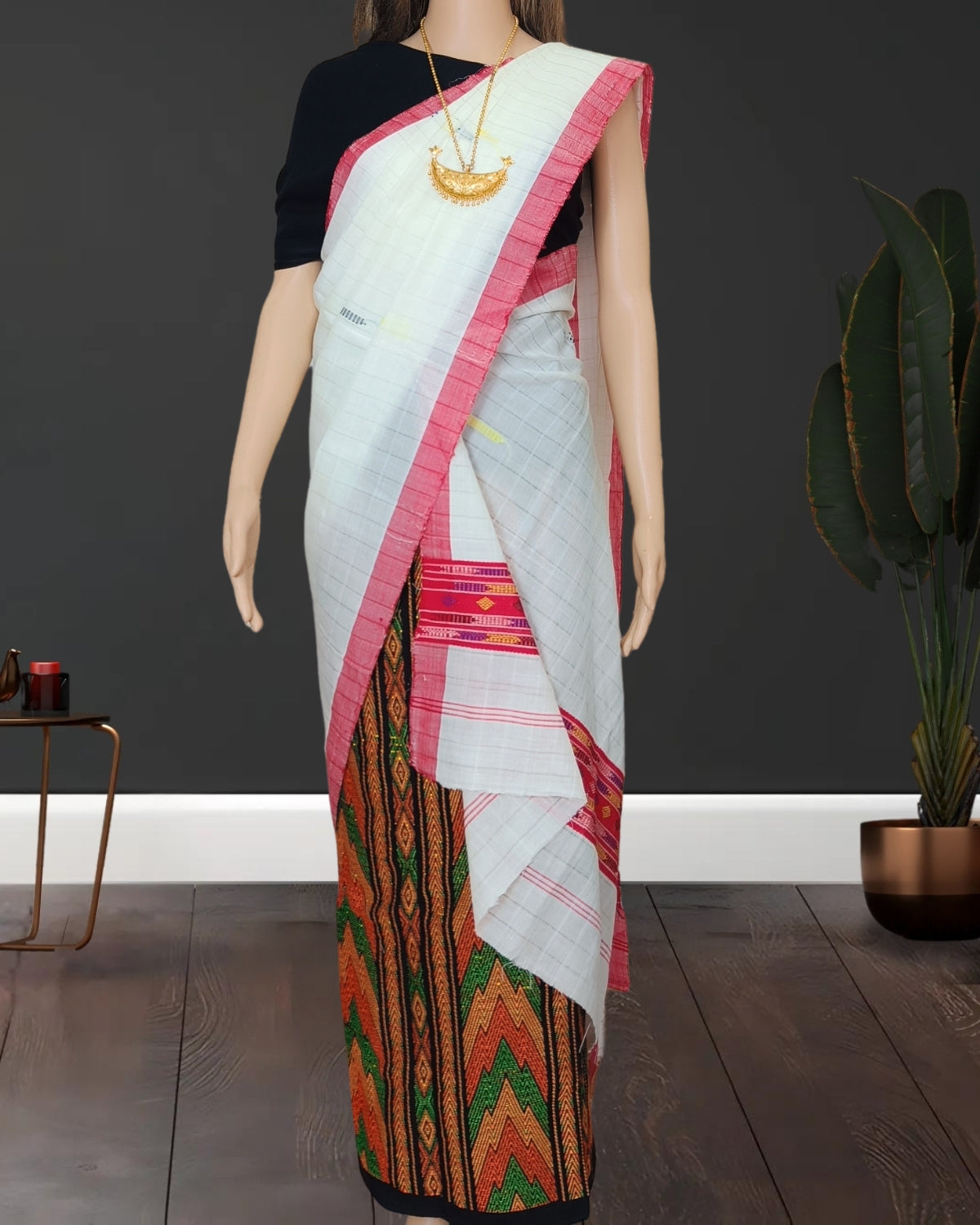 Padmini cotton single sador -White