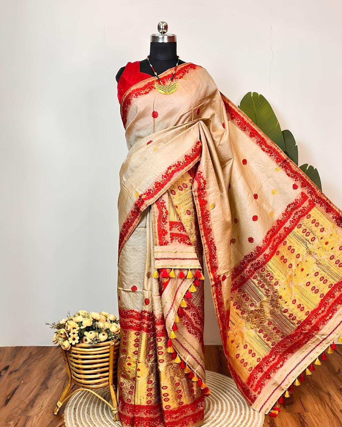 Pure Mising Tussar silk mekhela sador