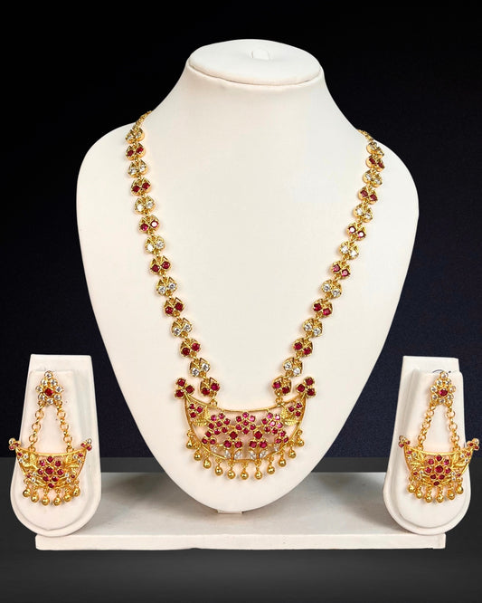 Pink & white stone junbiri set