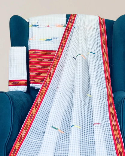 Semi nuni Mising mekhela sador - Red kesh bosa